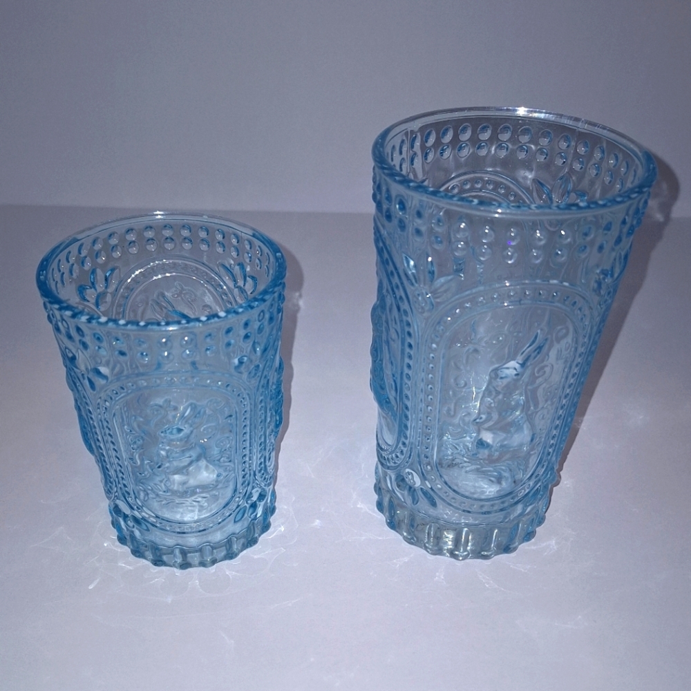 Tabla Home Rabbit Blue Glass And  Tumbler Set (2)